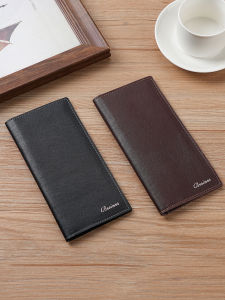 กระเป๋าสตางค์หนังแท้บางเฉียบขนาดยาวสำหรับผู้ชาย ความจุขนาดใหญ่ กระเป๋าใส่เหรียญแบบพกพา กระเป๋าใส่บัตรแบบเรียบง่ายและหรูหรา