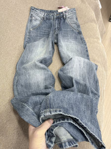 กางเกงยีนส์ทรงตรงเอวสูงสไตล์อเมริกัน ทรงหลวม กางเกงขายาวทรงหลวมสำหรับใส่ไปทำงาน ทรงฤดูใบไม้ร่วงปี 2025