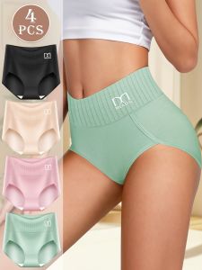 4pcs Cotton Underwear Briefs High Rise Sliming Tight Cotton Womens Panties Knickers Elegant Comfortable laides underwear