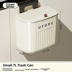 SHUQUE | Wall-mounted Flap Plastic Trash Can For Home Narrow Spaces