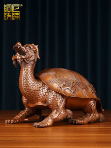New Chinese Style Bronze Dragon Turtle Ornament Office Home Decorations Gifts Handmade Copper Craft Good Luck Business Opening