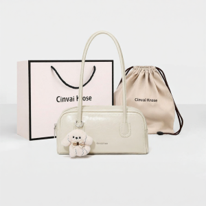 CinvaiKrose | Baguette Style Cream Color Bag for Women