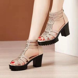 Dép sandal nữ gót cao Xăng đan nữ mùa hè mới đế dày chống thấm thời trang gót 7cm Xăng đan La Mã cao gót phù hợp mọi lứa tuổi Dép cao gót nữ Sandal nữ cao gót TV128