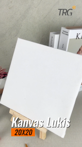 TRG Stretched Art Canvas Board 20x20 cm Watercolor Artist Acrylic Paint - Kanvas Putih Media Lukis Cat Air Akrilik Minyak Poster Siap Melukis Ukuran 20 x 20 TRG