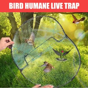 【Comebuy88】Cleave Birds Mesh Bag Basket Quail Catchers Cage Bird Control Green Color Steel Frame Garden Supplies Quill Trap Pigeon Catching Net