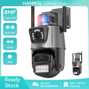 Hamrol 8MP PTZ Kamera WiFi Dual lens IR Color Night Vision Outdoor IP Security Camera CCTV iCsee APP