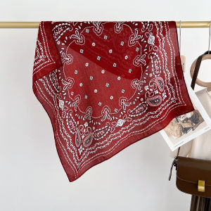 Retro 65cm Cotton Linen Casual Decorative Scarf Womens Fashionable Walnut Flower Headscarf Versatile Korean Style Square Scarf