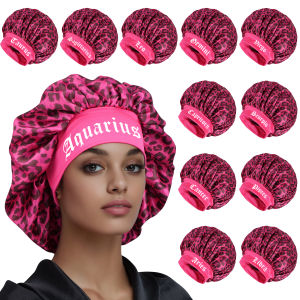 Constellation Leopard Satin Sleep Bonnet - Adjustable Hair & Skin Protection | Womens Night Skincare & Hair Care Bonnet