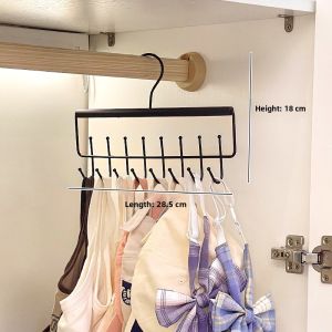 Wooden Multi-Purpose Clothes Hanger with Hooks for Home Closet Underwear Vest Bra Wave Storage Hanger Space Saving Rotatable