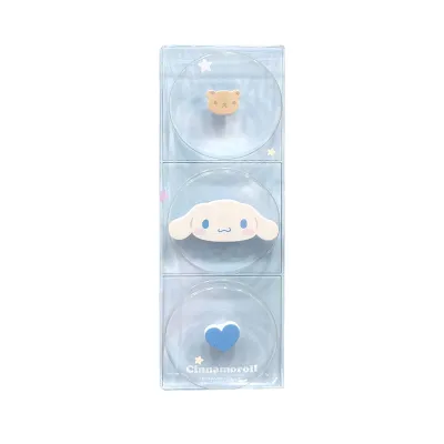 ช่องเก็บของพลาสติกสามช่อง Sanrio ของเล่นตัวการ์ตูน ชั้นวางของบนโต๊ะสำหรับจัดระเบียบและเก็บของในครัวเรือน
