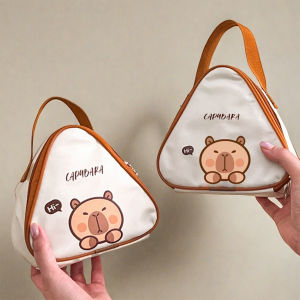 Cute Capybara Mini Oxford Insulated Lunch Bag Kid Student Portable Bento Box Storage Bag Waterproof Food Thermal Bag Cooler Bag