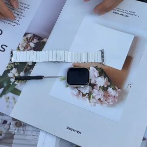 Ceramic Strap compatible for Apple Watch Ultra 2 49mm Band Accessories Stainless steel butterfly bracelet iwatch serie 9 8 se 7 6 5 4 3 2 41mm 45mm 40mm 44mm 42mm 38mm strap
