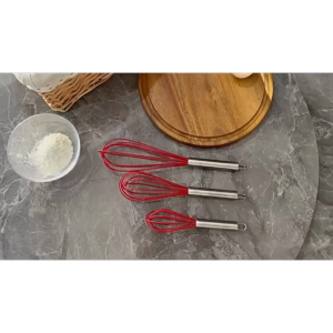 Kocokan Telur Silicon Food Grade Medium / Whisker Pengocok Adonan Balon Gagang Stainless BPA Free