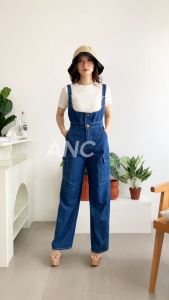 Celana Ripped Jeans Lurus Wanita - Celana Loose Jeans Panjang - Jumpusit Jeans Navy Kekinian