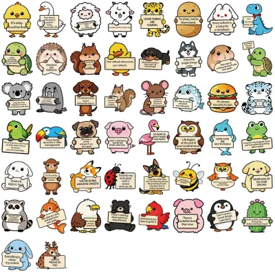 Motivational English Cartoon Stickers 100 Pieces