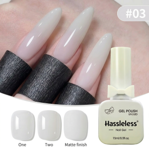 One 15ml bottle of clear milky-white nail polish gel long-lasting semi-permanent glass bottle removes UV/LED nail polish.