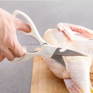 Japan imported ECHO kitchen stainless steel food Scissors multi-functional imported tool scissors White