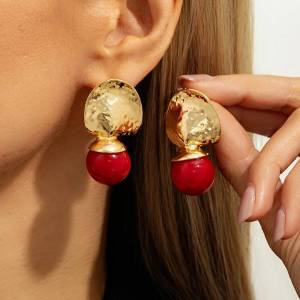 Salircon 2026 New Fashion Classic Geometric Irregular Statement Earrings Women Luxury Vintage Ethnic Red Beads Earrings Jewelry