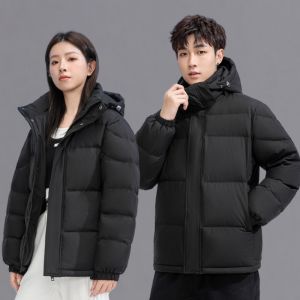 Winter Mens down Jacket Thickened Chinese Opera School Uniform Long below the Knee White Duck Down Leisure Warm Couples Coat