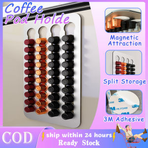 Wall-Mounted Coffee Pod Holder For Capsules 40 Cups Plated Stand Coffee Pods Organizer Large Capacity Coffee Pods Holders Practical Coffee Capsule Rack Tower Nespresso Pod Rack For 40 Nespresso Capsules