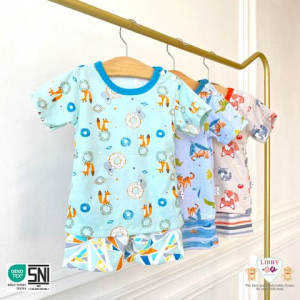 Libby Baby BON VOYAGE 3 Pasang Setelan Baju Celana Bayi Kancing Depan STARBABYSHOP
