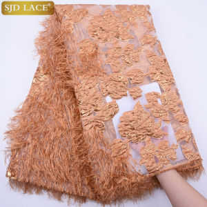 SJD Châu Phi Vải Ren Jacquard Chất Lượng Cao Nigeria Thổ Cẩm Cho Nữ Váy Cưới Thêu Lưới Pháp Lưới 51-52 Inch