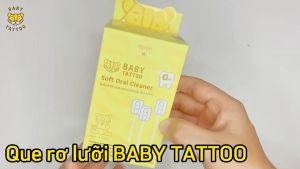 Que Rơ Lưỡi BABY TATTOO Đầu Que Mini Giúp Làm Sạch Răng Miệng Cho Bé Thiết Kế Mềm Mại Hộp 20 Que