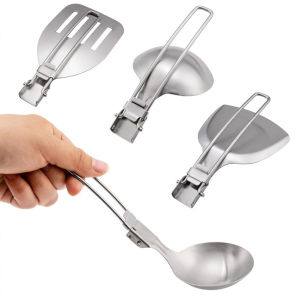 Stainless Steel Folding Spatula Cooking Utensils Food Turner Colander Outdoor Camp Cooking Accessories Kitchen Baking Tableware