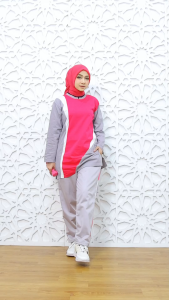 Setelan Baju Olahraga Senam Tunik Muslimah / Setelan Kaos olahraga Wanita Senam Muslimah