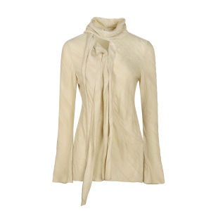 Aboutpoem Womens Shirt with Sash Waist-Cinching Craft Summer Poem Long Sleeve Casual Style Fiber Viscose And Nylon