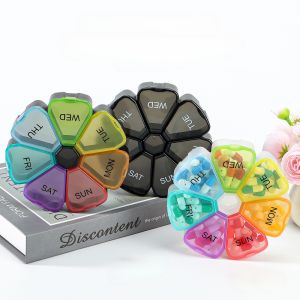 7 Day Weekly Colorful Petal Pill Cases Organizer Box with PP Food Grade Material Portable Medicine Splitter Case Medicine Box