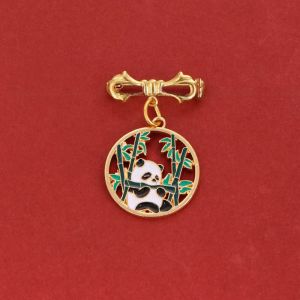 Court Style Dragon And Phoenix Embroidery Pin Badges Small Metal Lapel Pins Hanfu Accessories Carp Panda Design Fashionable