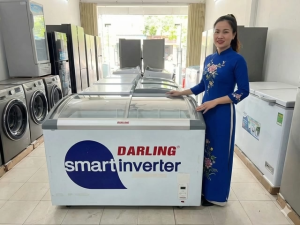 Tủ đông mặt kính cong trong suốt darling smart inverter 500L trưng bày sản phẩm tốt thanh lý giá rẻ @394___@63___632