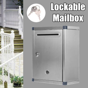 100% 304 Stainless Steel Mail Letter Post Storage Box Outdoor Waterproof Lockable Mailbox Wall Mount