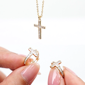 Mikana Solace Jewelry Set Gold Plated necklace earrings for women cross hikaw kwintas gift for her