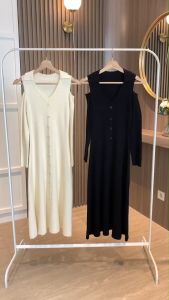 D11719 Cut Shoulder A-Line Knit Dress