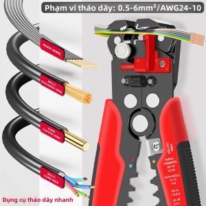 Máy Cắt Dây Tuốt Dây Tự Điều Chỉnh 3 Trong 1 - Máy Tuốt Dây Điện Tự Động Hạng Nặng Cho Kìm Thép Carbon Đa Chức Năng 10-24 AWG