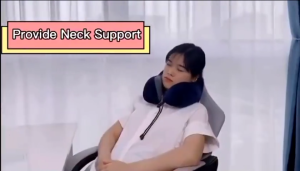 【Daily Suki Store】Magnetic Memory Foam Travel Neck Pillow Ergonomic U-Shape for Airplane Car & Office Portable Cervical Support with Washable Cover (Grey/Blue)