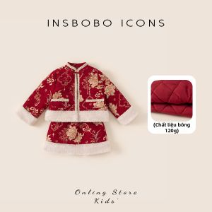 insbobo | Bộ Áo Hanfu Màu Đỏ Lễ Hội Mùa Đông cho Bé Gái