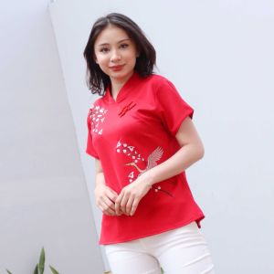 Blouse Imlek Blouse Cheongsam Blouse Chongsam Blouse Merah Imlek Blouse Sincia Atasan Imlek Merah Bahan Vaganza Premium