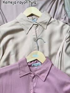 Kemeja Rayon Twill Wanita Polos Kekinian Lengan Panjang By Zubi Fashion