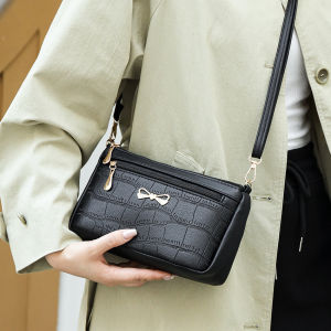 Versatile Soft Leather Crossbody Bag for Women Summer Mom Bag Small Purse Grocery Shopping Bag Butterfly Knot Crocodile Pattern