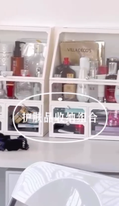 ❣️SPACEIDEAS❣️ ABS and Glass Stackable & Dustproof Makeup Box/ Cosmetics Box/ Cosmetic Organizer Box Makeup Case Cosmetics Case Makeup Box Cosmetics Box Makeup Rack Cosmetics Rack Makeup Holder Cosmetics Holder Perfume Box Perfume Holder/ Desk Orangizer