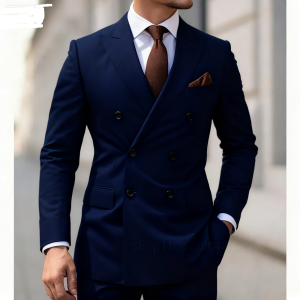 2 Piece Suit Mens Peak Lapel Blazer And Pants Set Formal Business Tuxedo Wedding Groom Monochromatic New Fashion