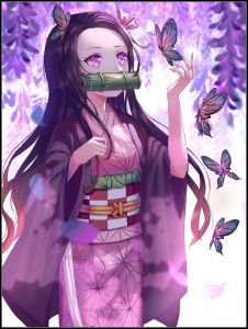 FramelessDIY Anime Demon Slayer Nezuko Diamond Rhinestones Painting Japanese Cartoon Cross Stitch Embroidery Picture Mosaic Bed
