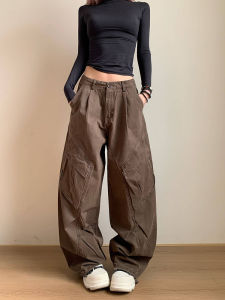 NECOYEP Spring 2025 Loose Straight Leg Wide Leg Workwear Pants Mens Deconstructed American Street Style Casual Trousers