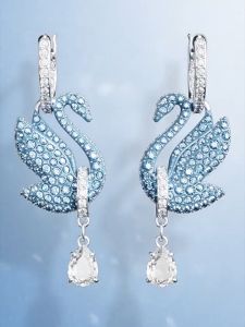 💖Swarovski💖Swarovski iconic swan blue diamond earrings S925 sterling silver womens fashion earrings hypoallergenic non-allergenic Valentines Day gift birthday gift for girlfriend bestie