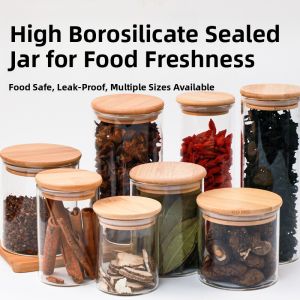 Food Grade Glass Sealed Storage Jar with Lid for Home Use Tea Prune Storage Container Grain Storage Bottle Nordic Style round