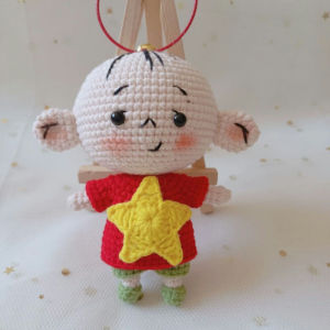 Handcrafted Large Ear TuTu Doll Yarn Hook Woven Ornament Bag Hanging Decoration Creative Toy Popular Festive Gift for All