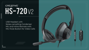 Creative HS-720 V2 Wired USB Headset with Noise-cancelling Condenser Mic & Inline Remote with Mic Mute Button